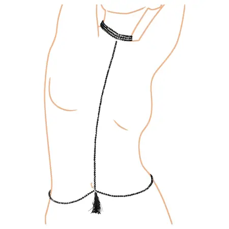 Cottelli - Gyöngyös dísz testhám nyakpánttal (fekete)