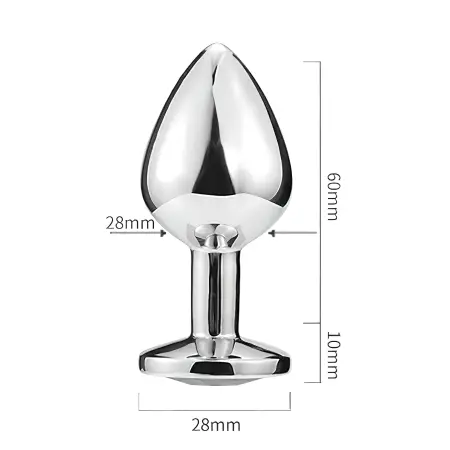 Sunfo - fém anál dildó szív alakú kővel (ezüst-pink)